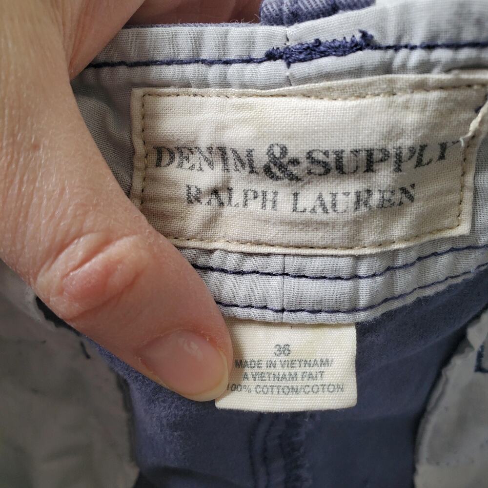 Denim & Supply Ralph Lauren Shorts Mens 38 Blue Cargo Cotton Canvas 11 Inseam - Picture 3 of 8